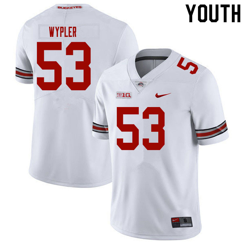 Ohio State Buckeyes Luke Wypler Youth #53 White Authentic Stitched College Football Jersey